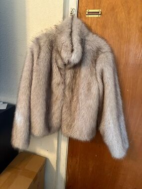 Lux Faux Fur Hooded Jacket - Grey